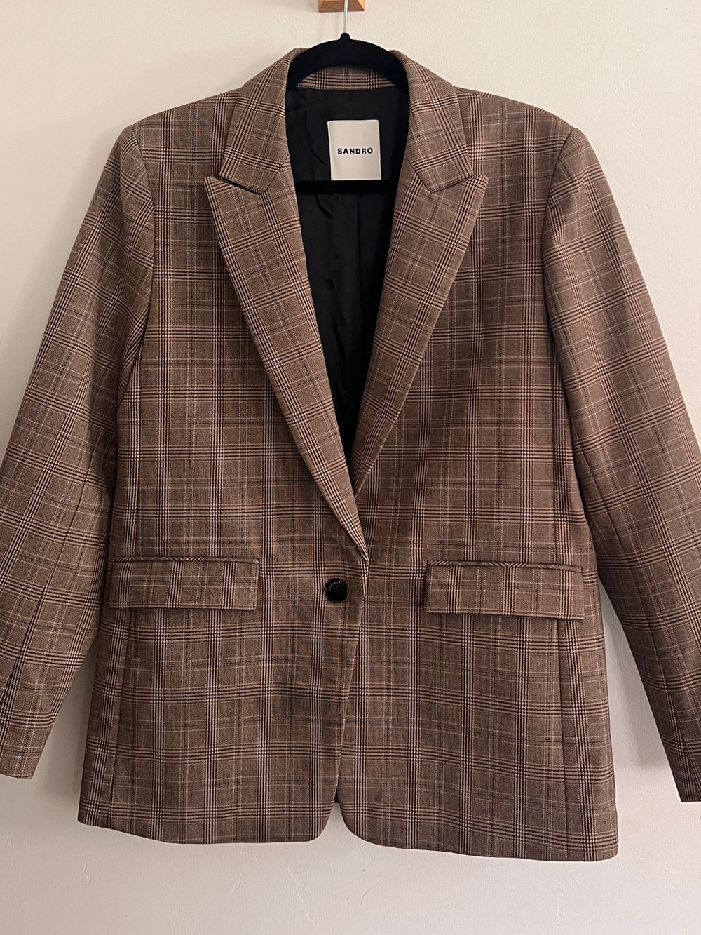Sandro Plaid Single-Button Blazer